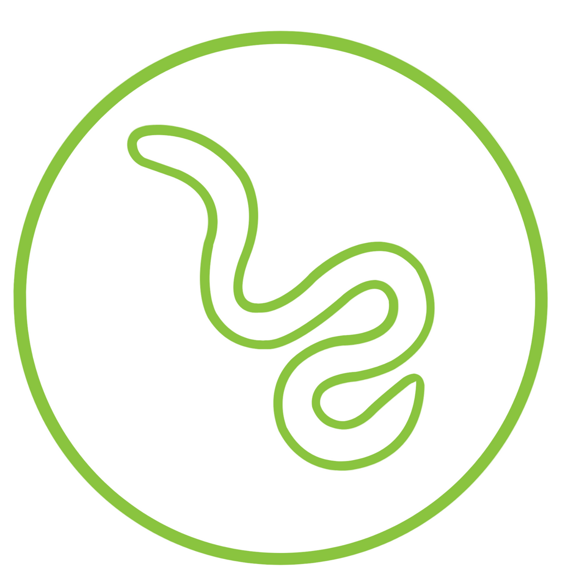 Green icon of a stylized stomach on a white background